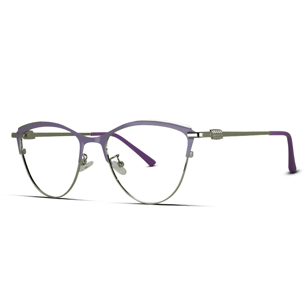 Elegant Purple Cat-Eye Eyeglasses – Lightweight Metal Frame for Women