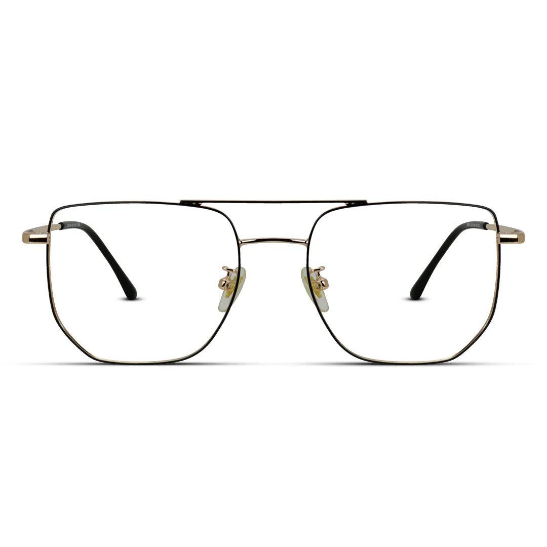 Classic Gold Square Aviator Glasses – Lightweight Metal Frame Unisex Eyewear