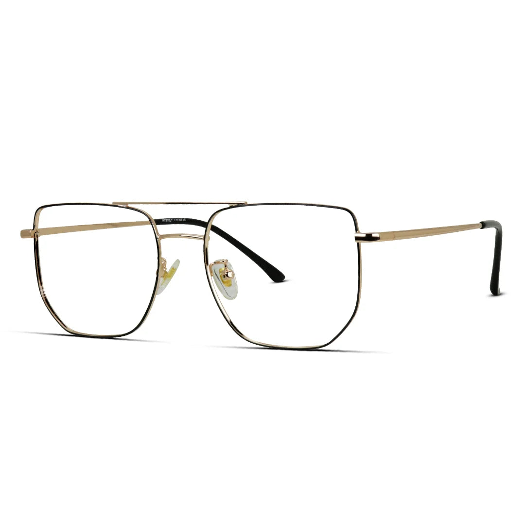 Classic Gold Square Aviator Glasses – Lightweight Metal Frame Unisex Eyewear