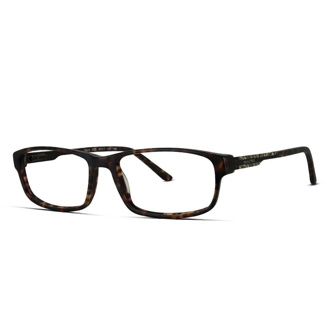 Real Tree Pure Rectangle Flexible Unisex Eyeglasses – Lightweight & Durable Tortoise Frame