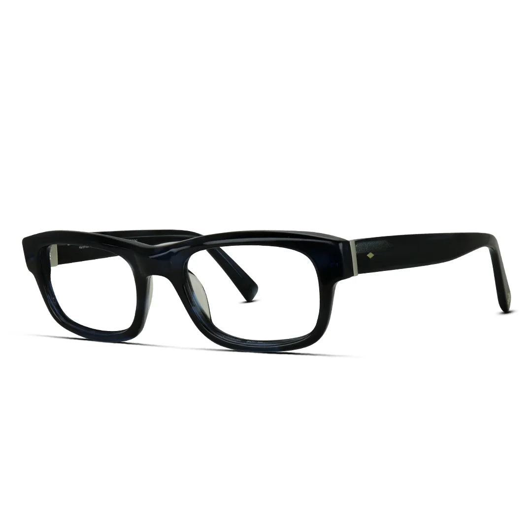 Oak Seraphin Thick Acetate Rectangle Eyeglasses – Bold Black Designer Frame