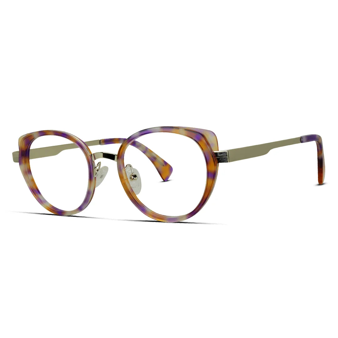 Sleek Stylish Women’s Semi-Round Metal Eyeglasses