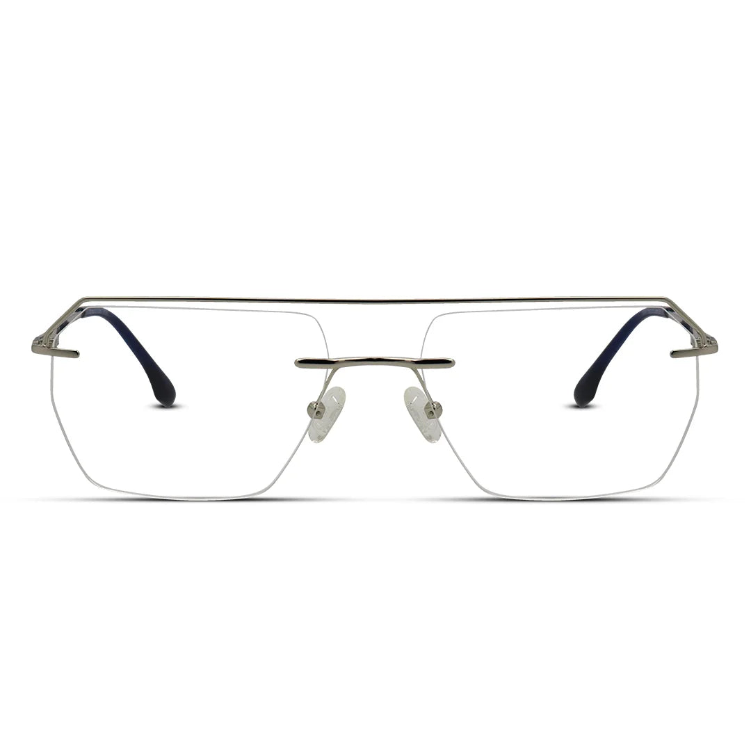 Men's Rimless Aviator Eyeglasses Sleek Minimalist Frame