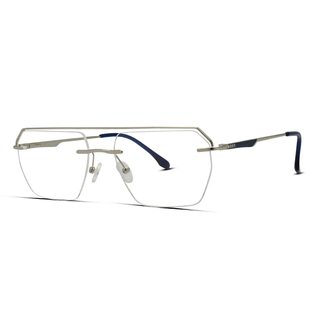 Men's Rimless Aviator Eyeglasses Sleek Minimalist Frame