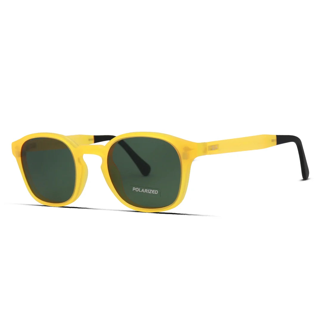 Frosted Yellow Clip-On Eyeglasses Super Lightweight & Polarized