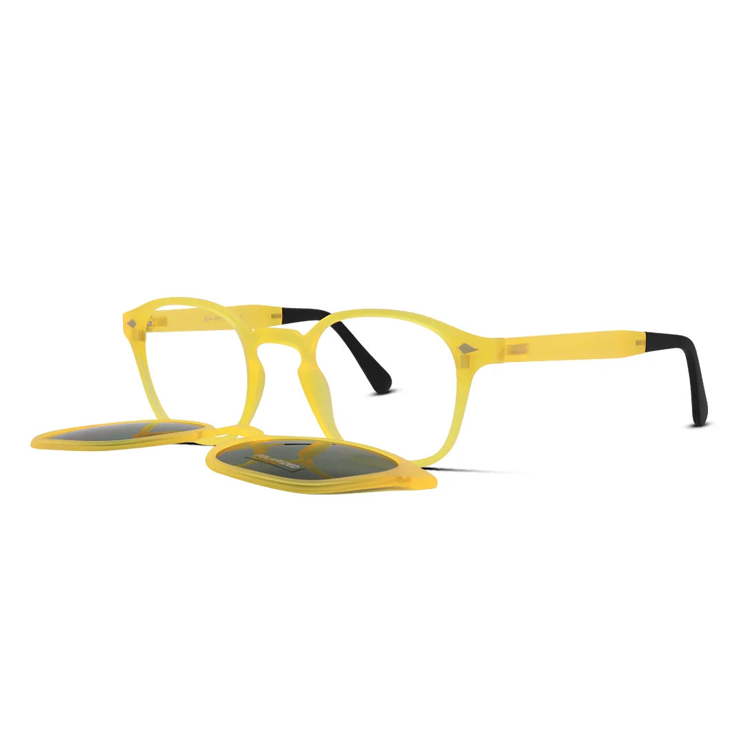 Frosted Yellow Clip-On Eyeglasses Super Lightweight & Polarized