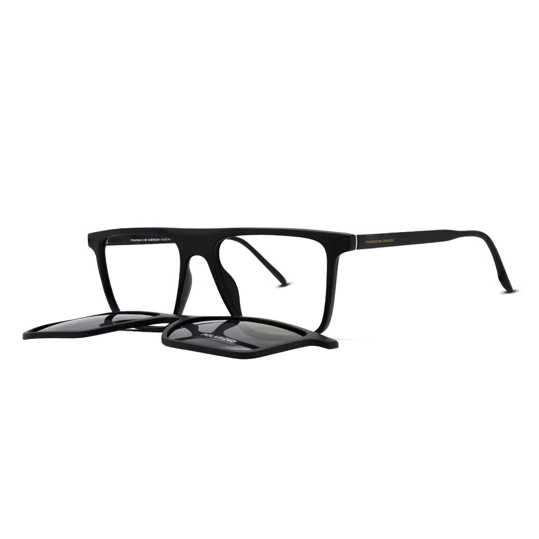 Men’s Sharp Rectangle Clip-On Eyeglasses Polarized & Stylish