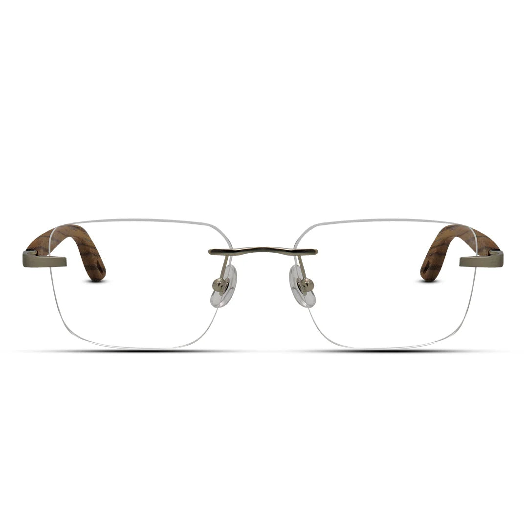Sleek Wooden Rimless Eyeglasses Premium Unisex Eyewea