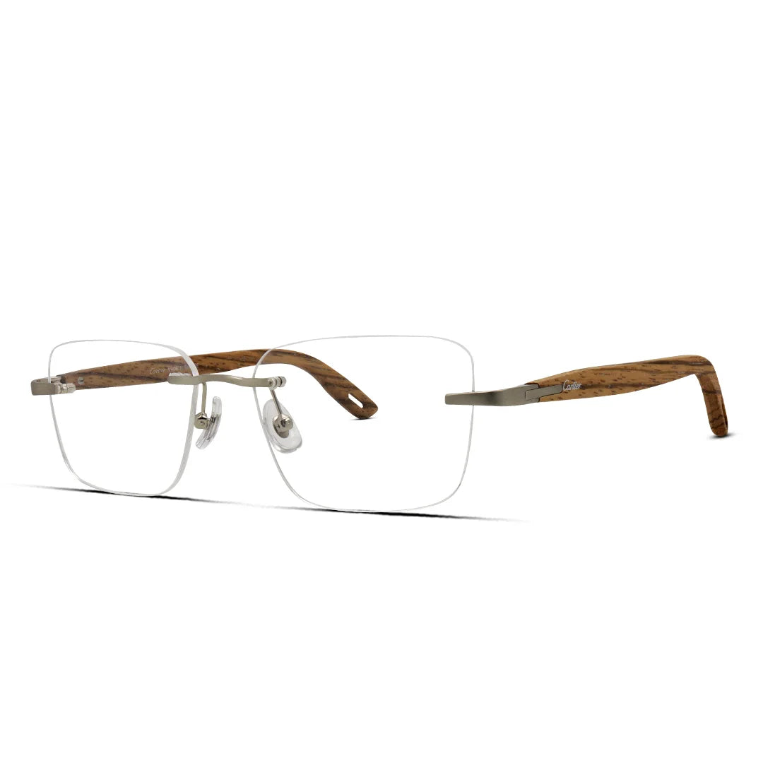 Sleek Wooden Rimless Eyeglasses Premium Unisex Eyewea