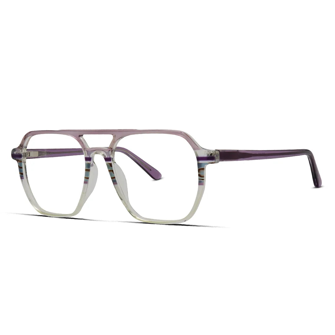 Acetate Aviator Eyeglasses Striped Frame