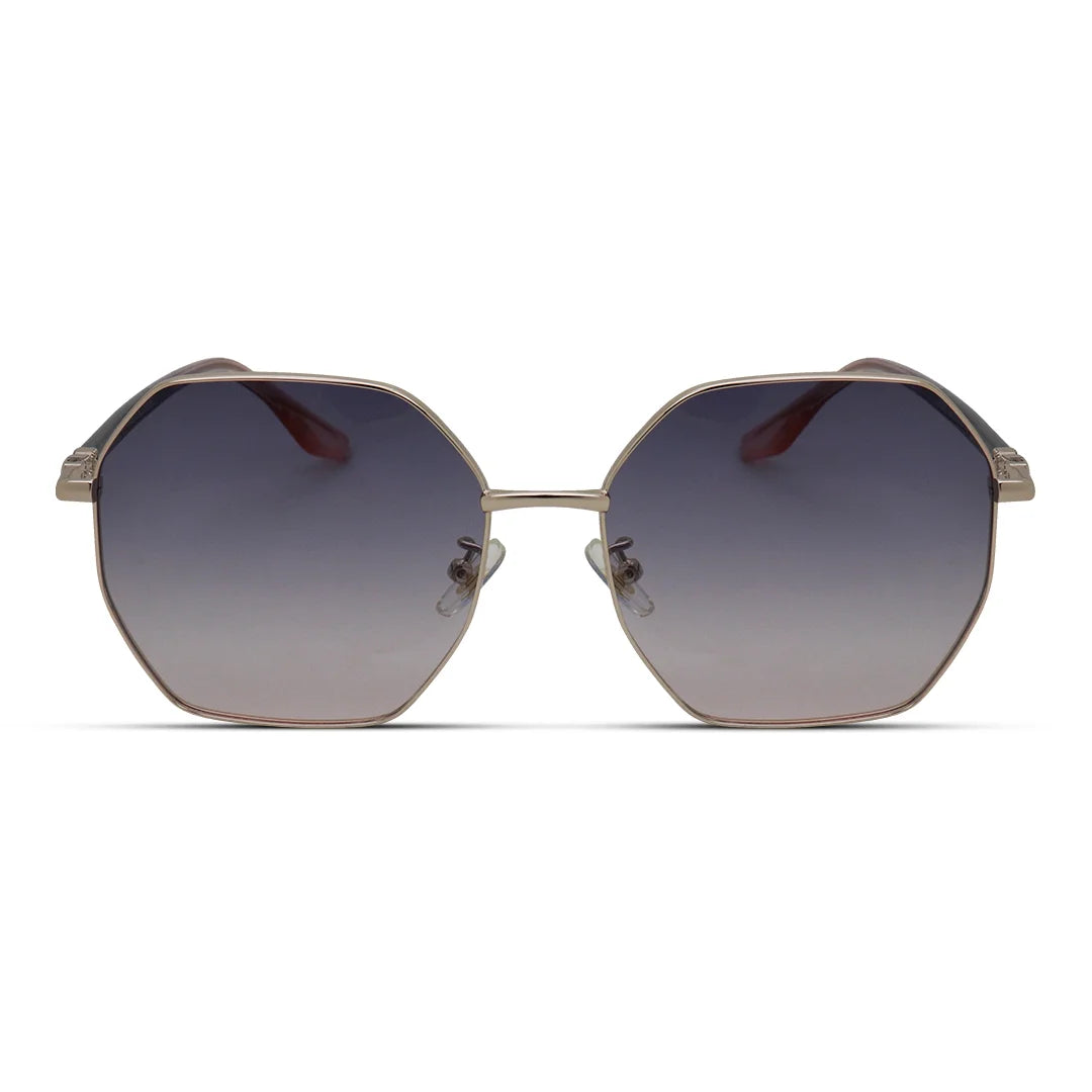 Women's Metal Hexagon Sunglasses Sleek & UV Protected