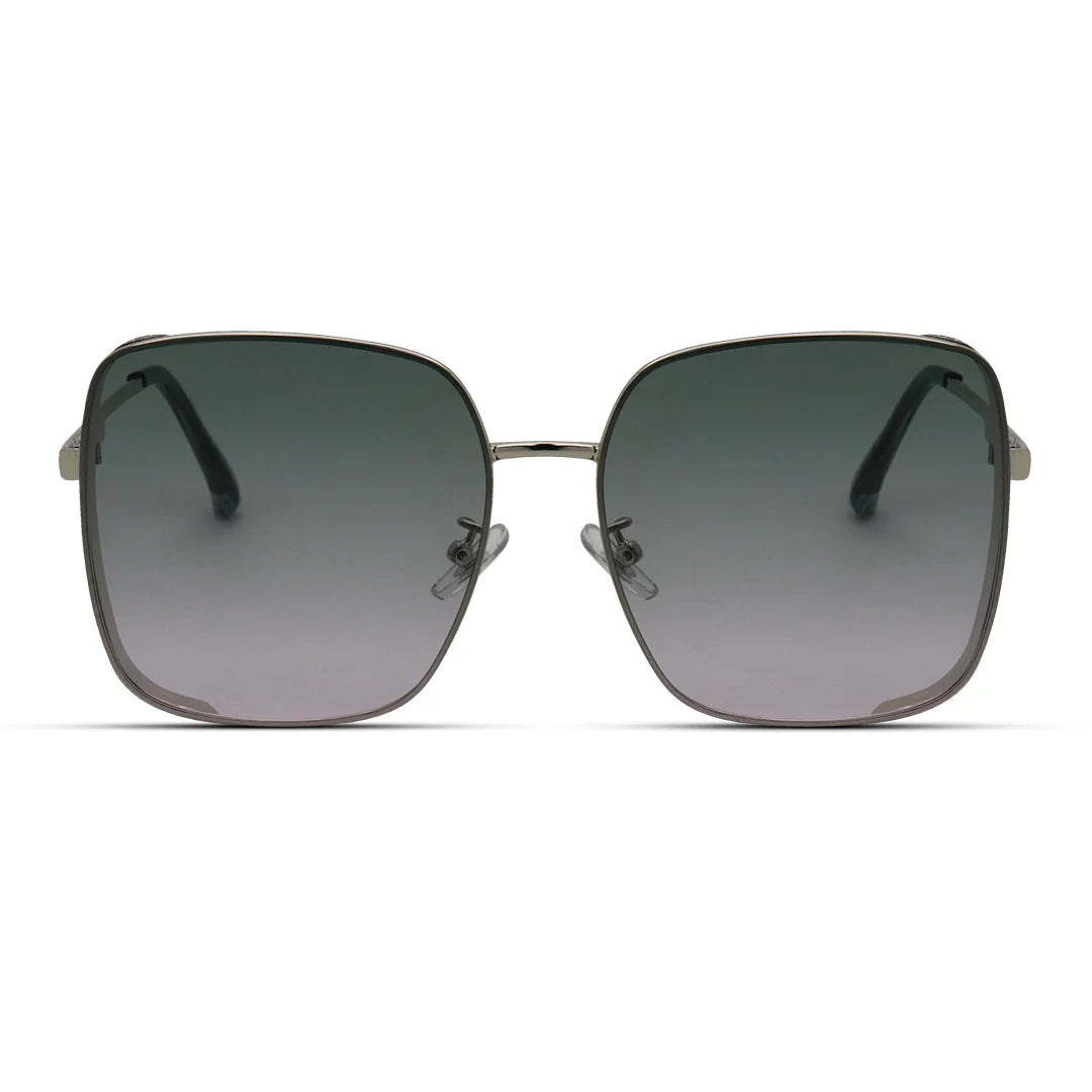 Women's Square Metal Sunglasses Trendy Oversized Frames