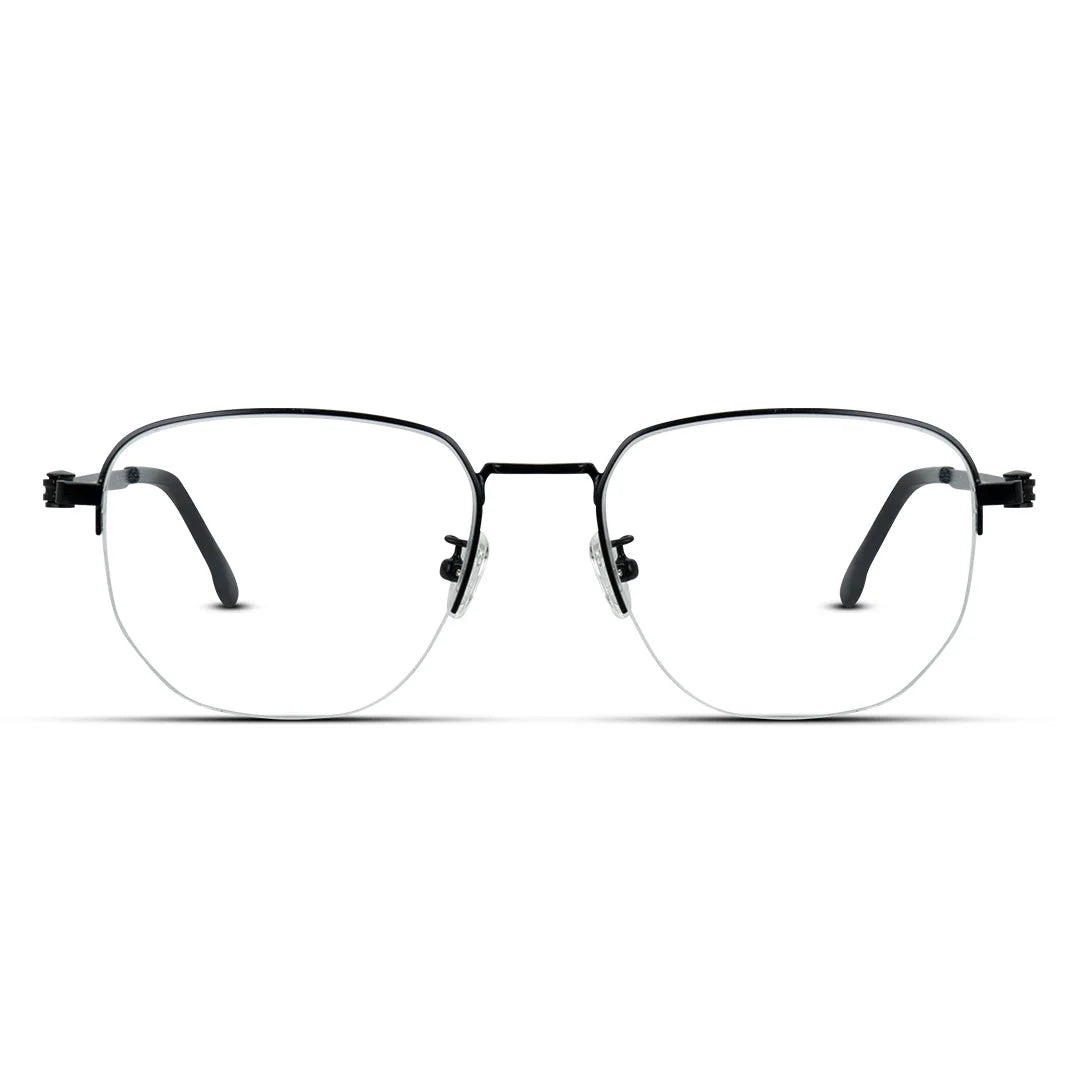 Semi Square Half Rimless Large Metal Men's Eyeglasses