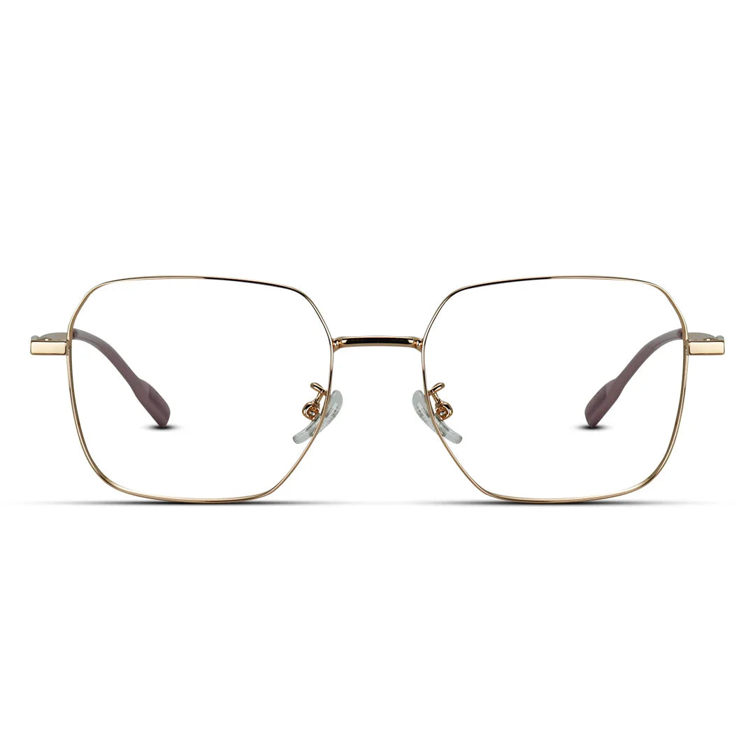 Hexagon Golden Metal Medium Men Women Eyeglasses