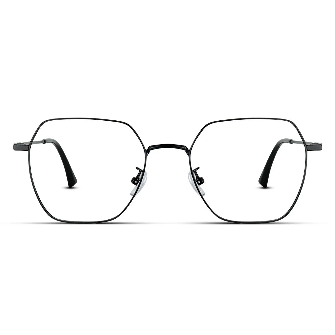 Hexagon Black Men Women Medium Eyeglasses