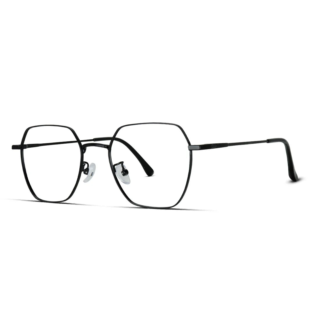Hexagon Black Men Women Medium Eyeglasses