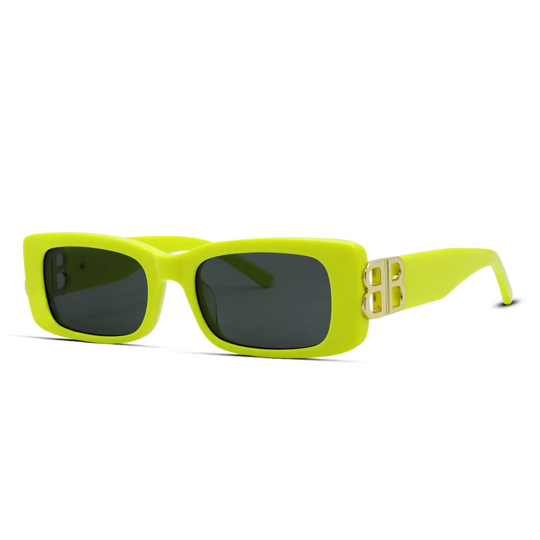 Bold Rectangle Acetate Yellow Sunglasses For Women