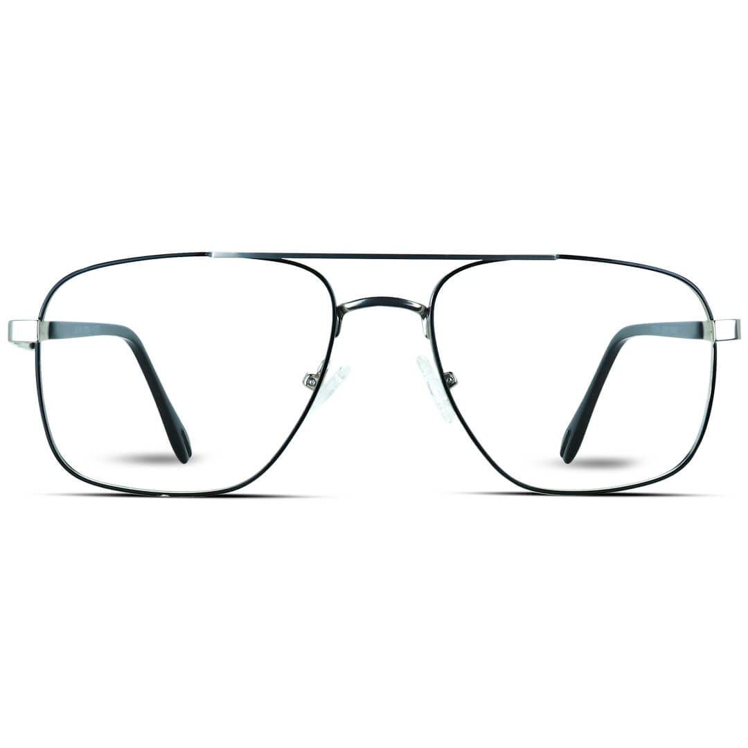 Metal Double Bridges Square Glasses Blue Light Eyewear