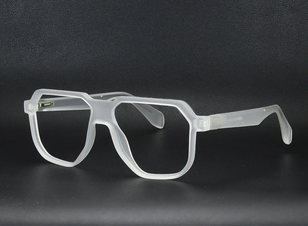 Matte Finish Frosted Geometric Eyeglasses Modern Minimalist Style