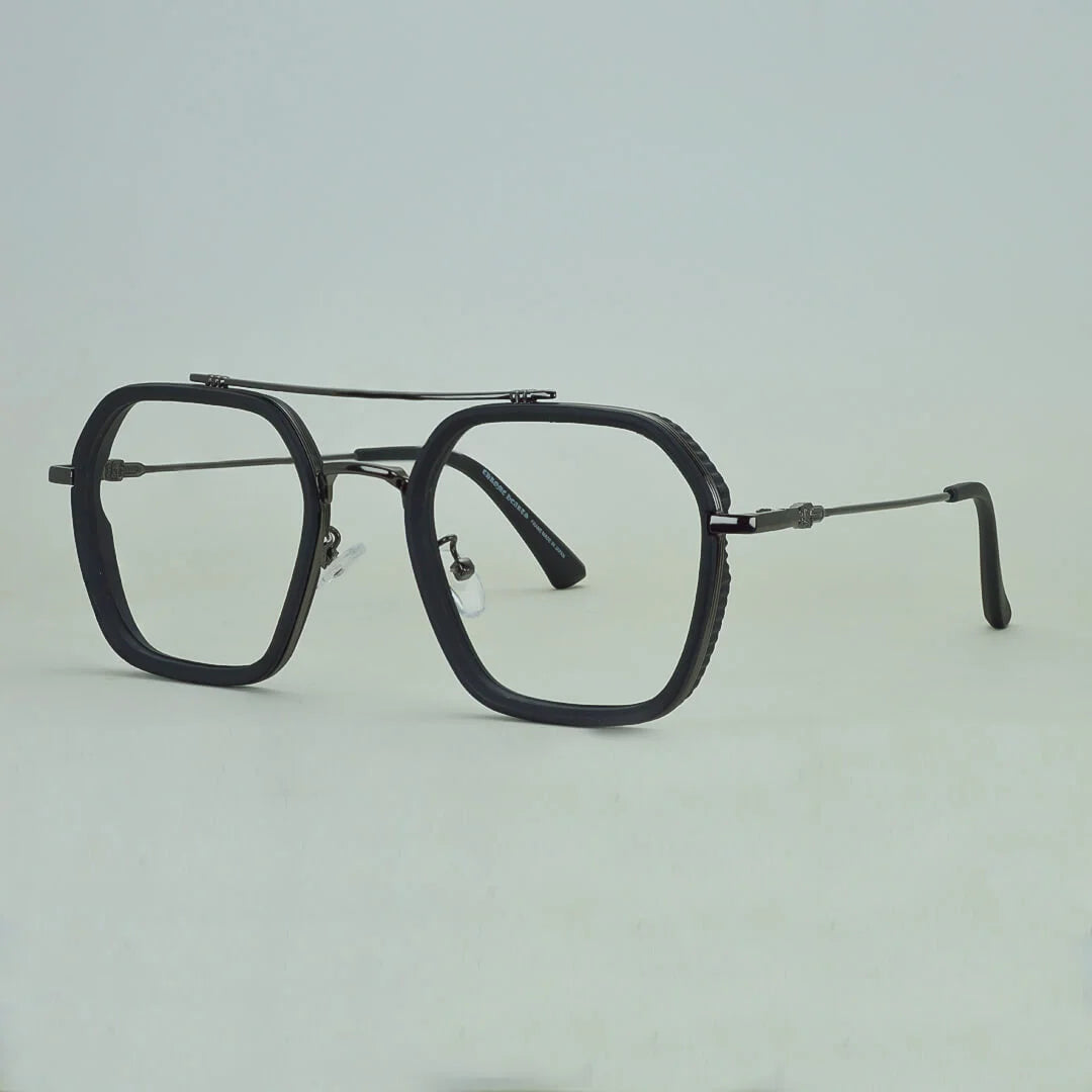 Square Eyeglasses Men Metal Double Bridge Eye Glasses Frame