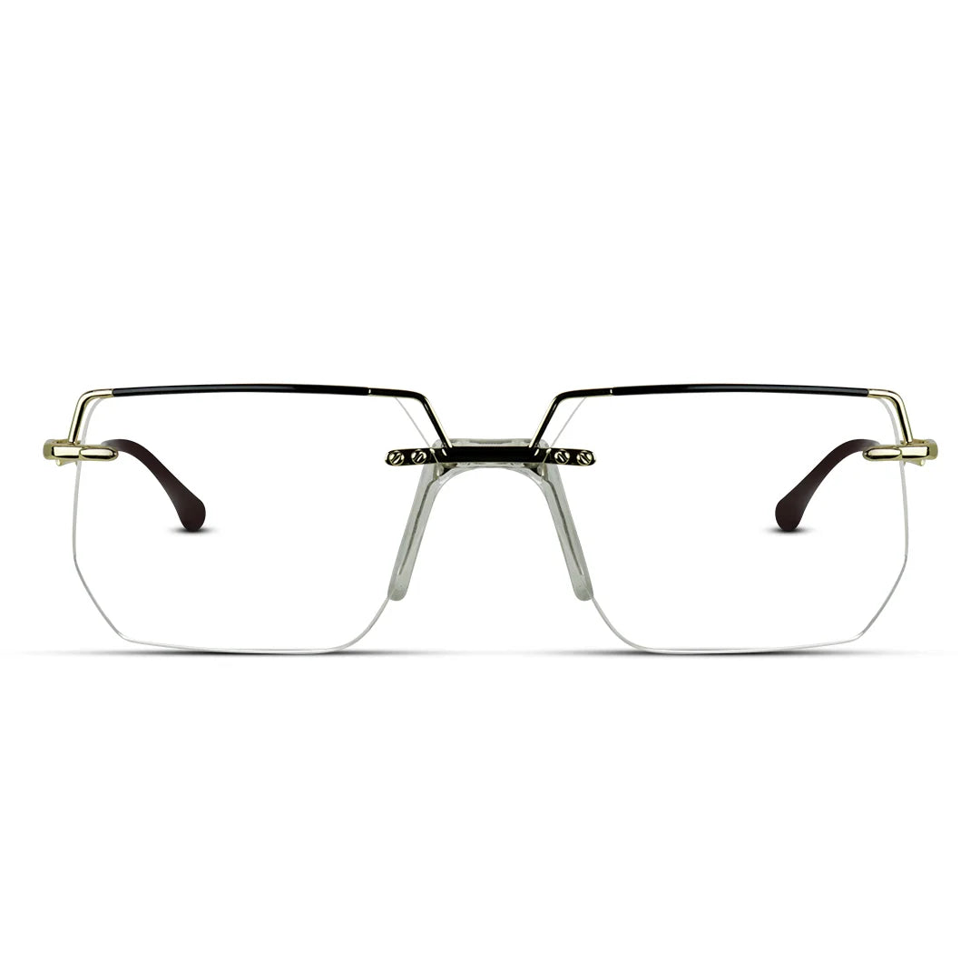 Hexagon Metal Rimless Eyeglasses – Sleek Geometry, Lightweight Style