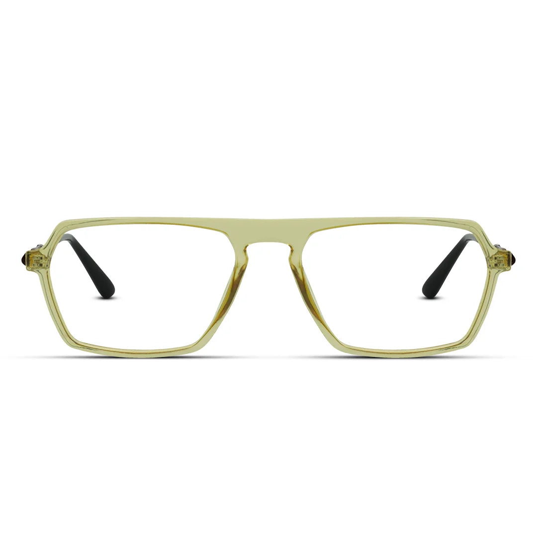 Stylish Transparent Yellow Rectangle Eyeglasses – Lightweight Unisex Frame