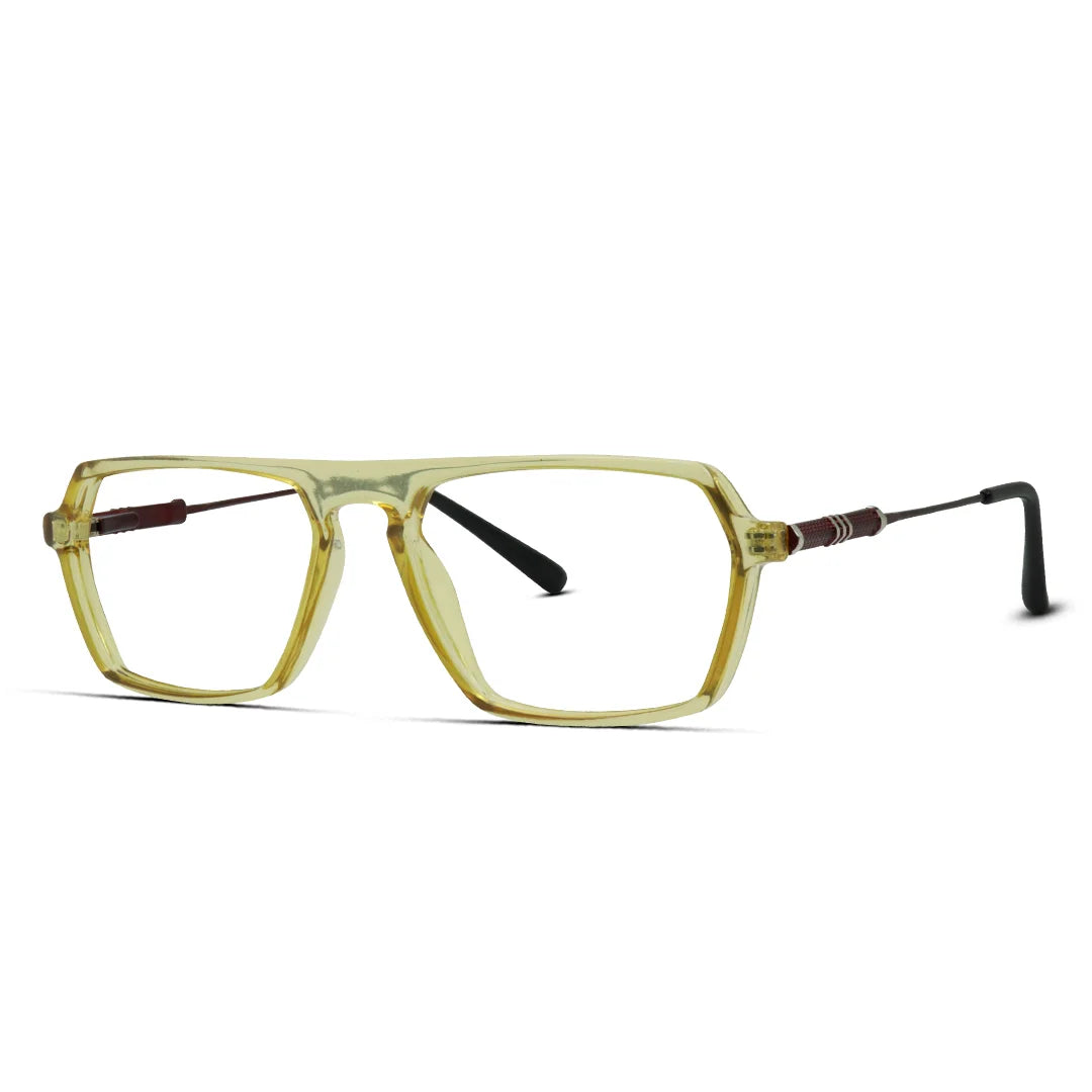 Stylish Transparent Yellow Rectangle Eyeglasses – Lightweight Unisex Frame