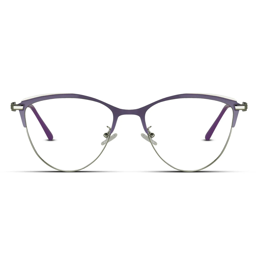 Elegant Purple Cat-Eye Eyeglasses – Lightweight Metal Frame for Women