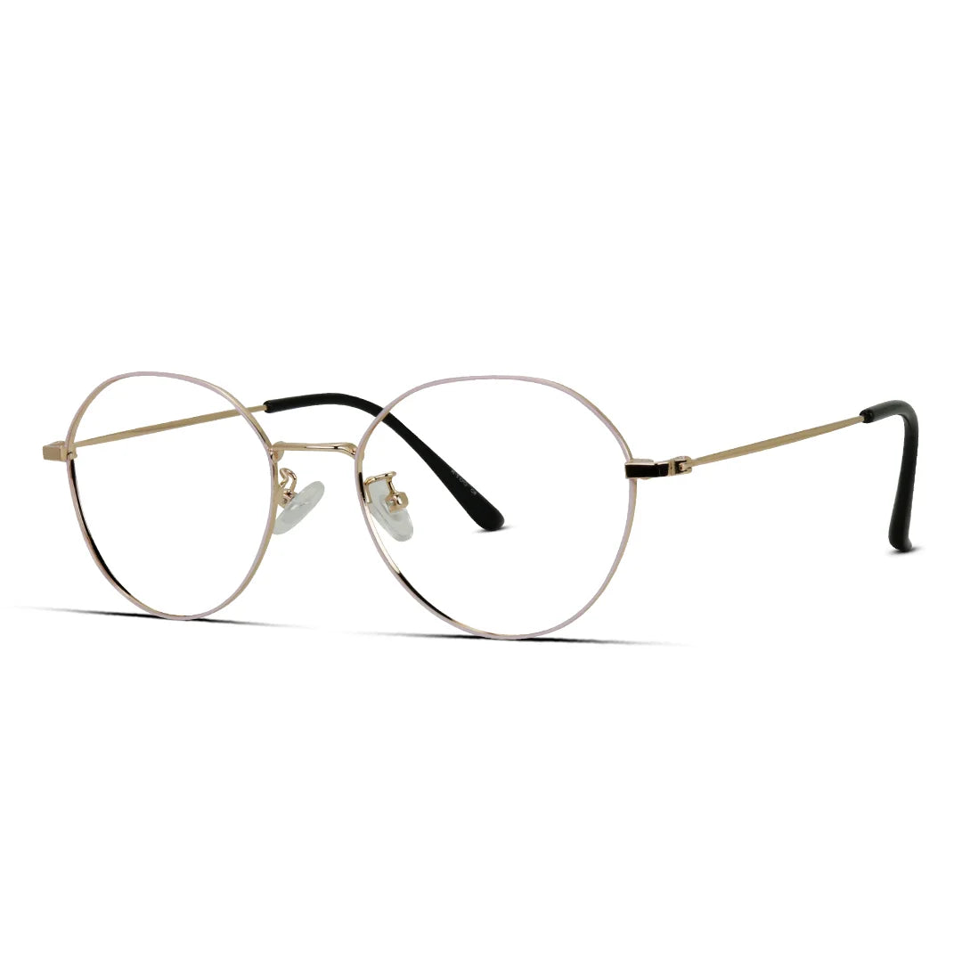 Trendy Round Metal Glasses – Lightweight Gold Frame Women Eyewear