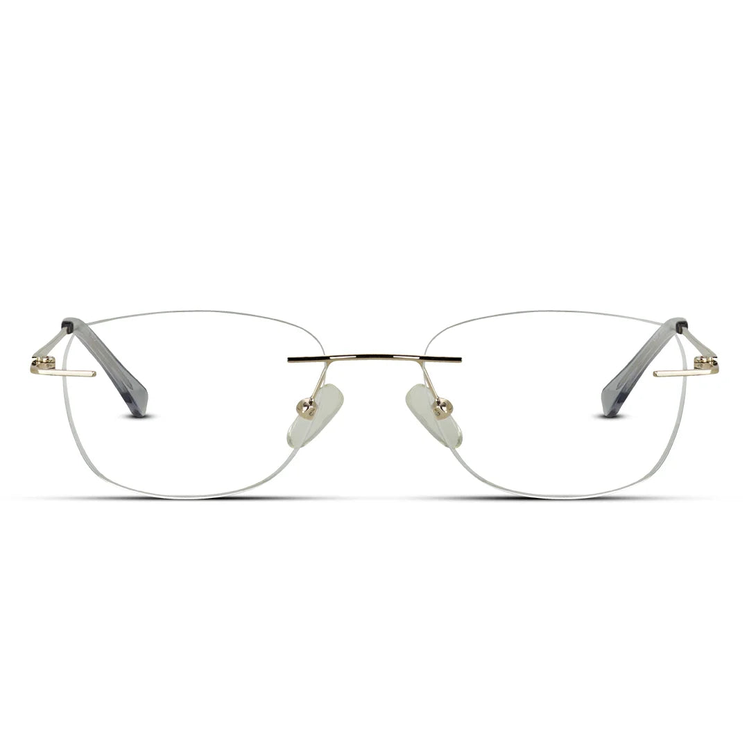 Lightweight Rimless Glasses – Minimalist Gold Bridge Eyewear for Men & Women