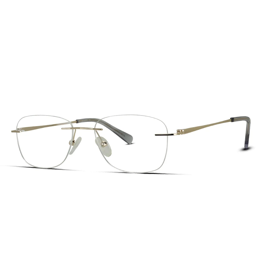 Lightweight Rimless Glasses – Minimalist Gold Bridge Eyewear for Men & Women