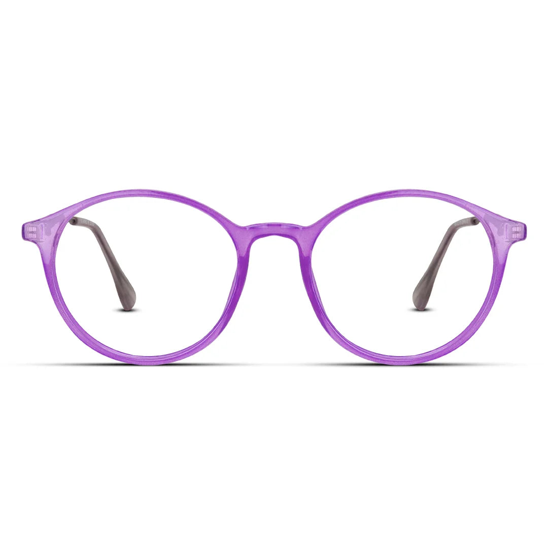 Trendy Purple Round Eyeglasses – Lightweight Transparent Frames for Women