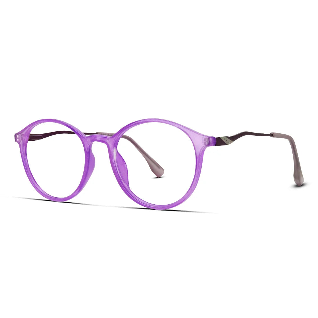Trendy Purple Round Eyeglasses – Lightweight Transparent Frames for Women