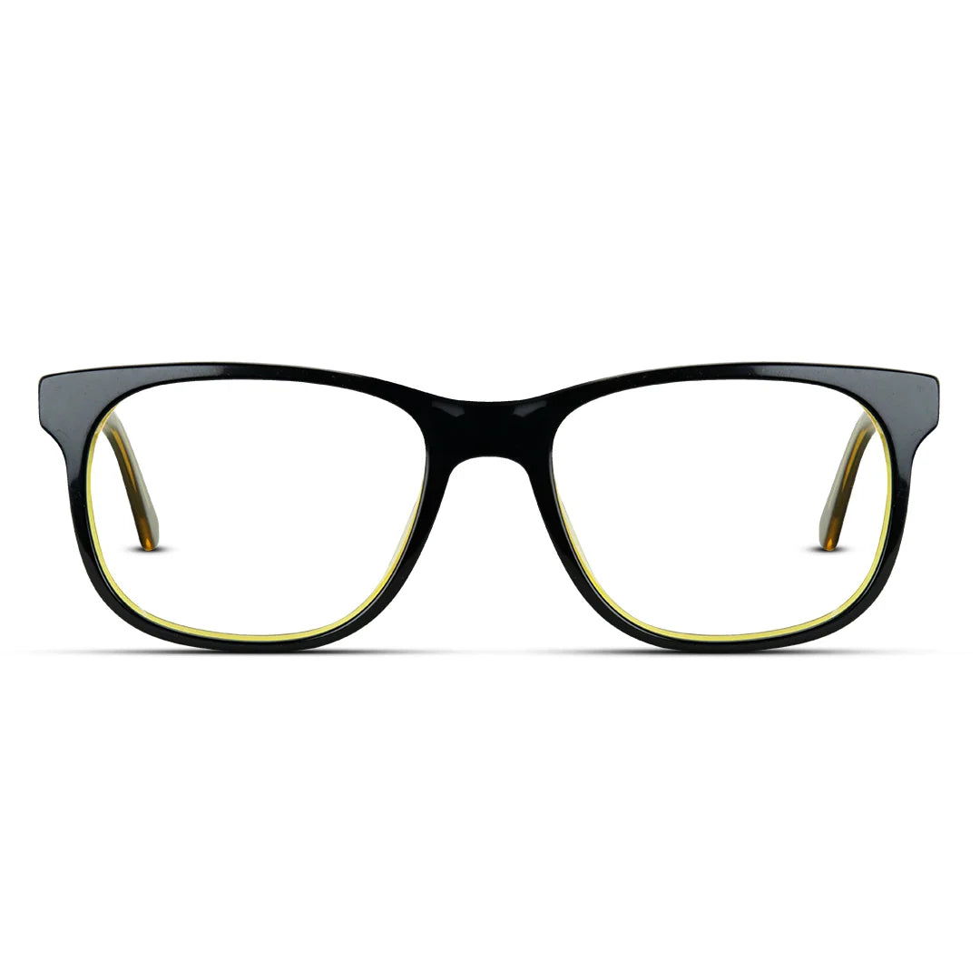 Classic Black Rectangle Eyeglasses – Modern Dual-Tone Frame for Men & Women