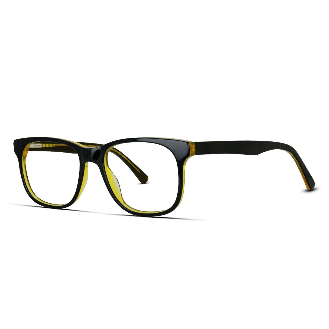 Classic Black Rectangle Eyeglasses – Modern Dual-Tone Frame for Men & Women