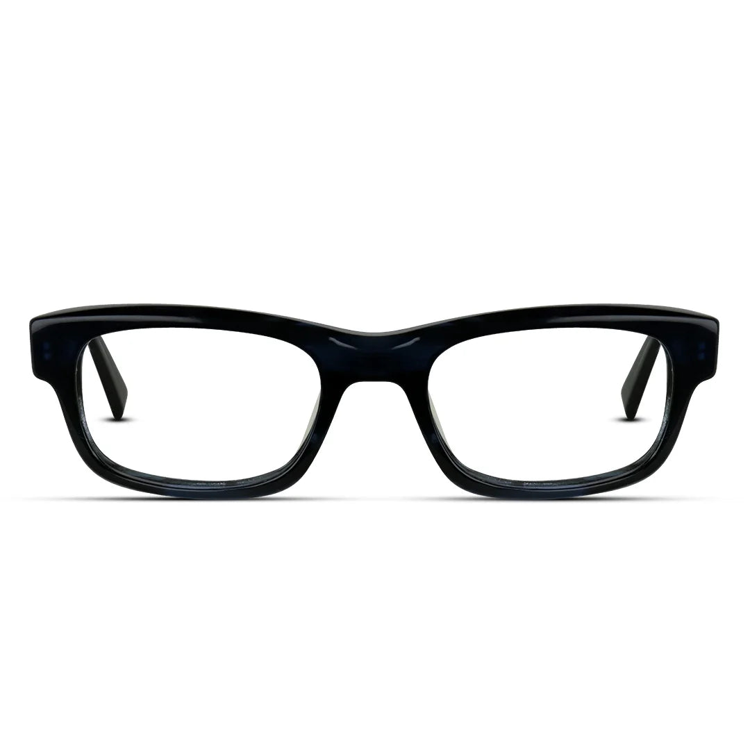 Oak Seraphin Thick Acetate Rectangle Eyeglasses – Bold Black Designer Frame