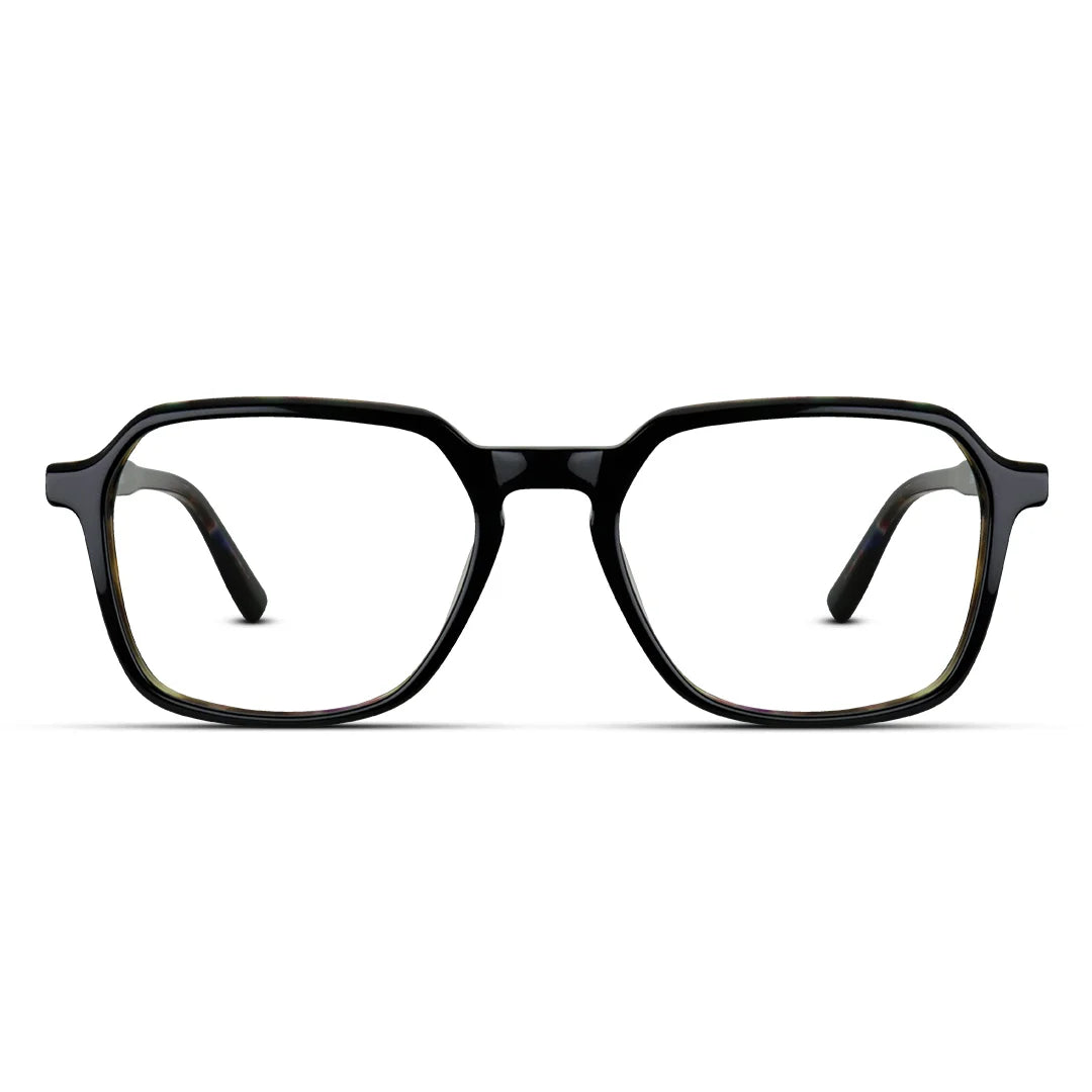 Unisex Black Frame Glasses – Round Square Acetate Eyewear for Men & Women