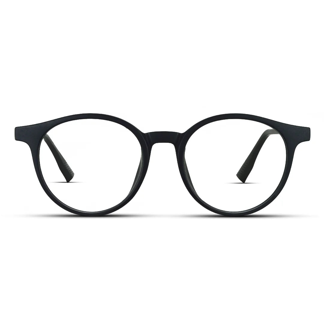 Round Matte Black Men Women Medium Vintage Comfortable Eyeglasses