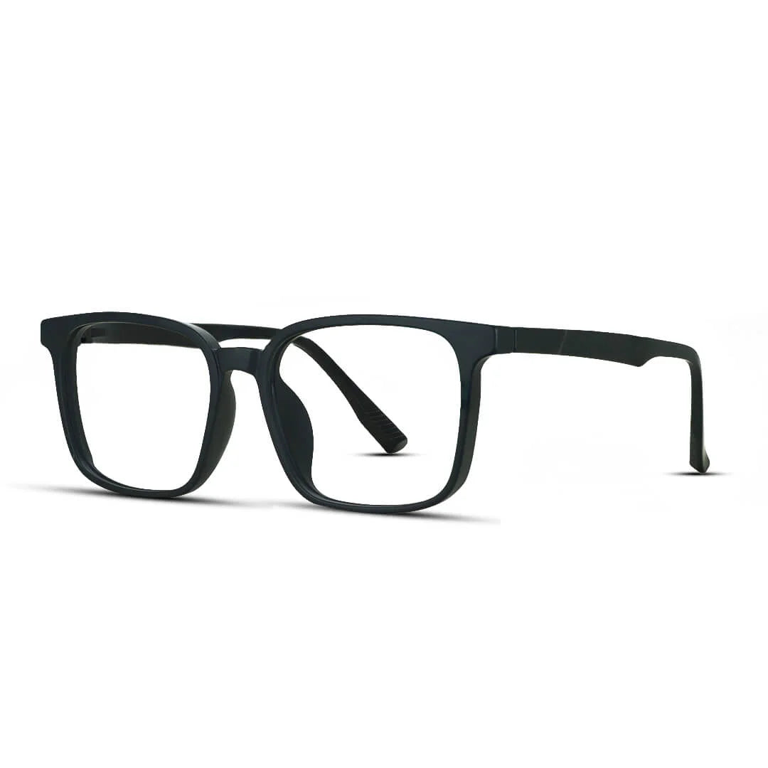 Matte Black Square Eyeglasses Unisex Vintage Eyewear