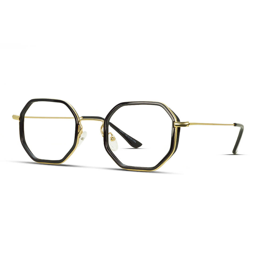 Metal Frame Hexagon Eyeglasses for Women Men Optical Eye Glasses