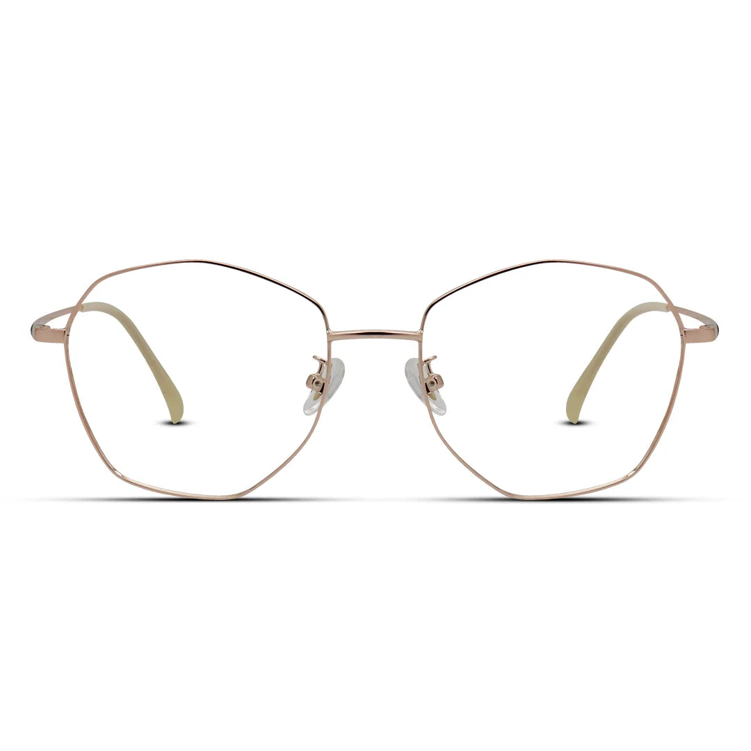 Lightweight Geometric Metal Eyeglasses for Women