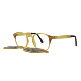 Frosted Yellow Clip-On Eyeglasses Super Lightweight & Polarized