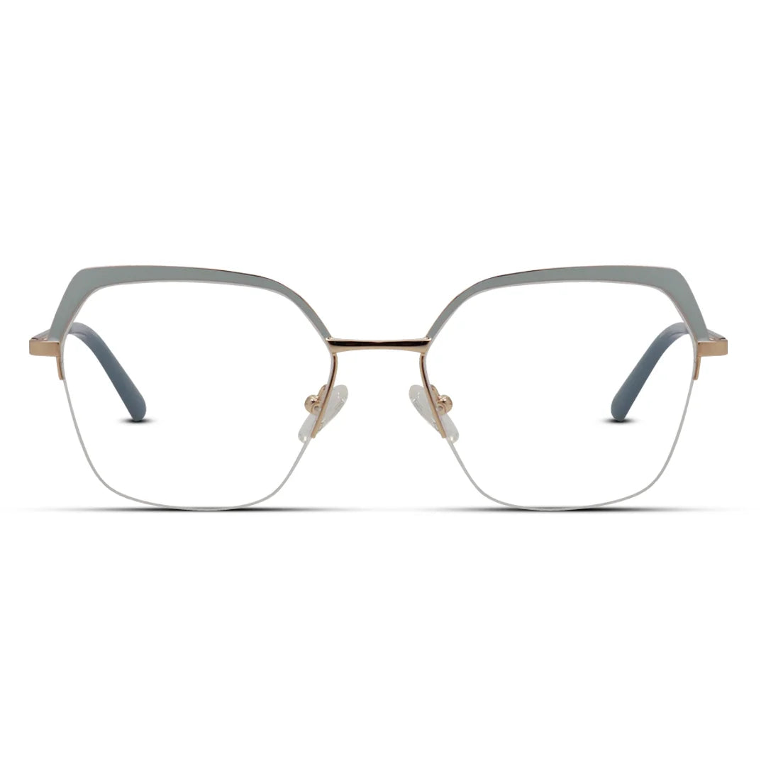 Women’s Premium Metal Hexagon Eyeglasses Sleek Geometric Frame