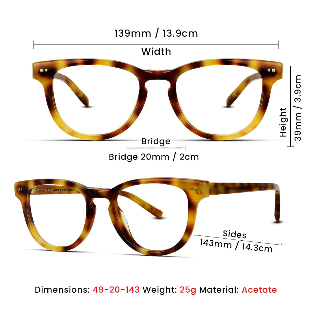 Warby Parker Semi Square Acetate Medium Burnt Amber Eyeglasses