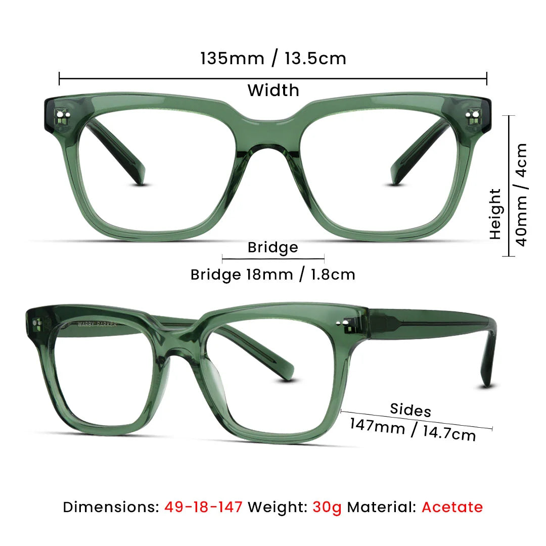 Warby Parker Medium Acetate Square Thick Unisex Eyeglasses