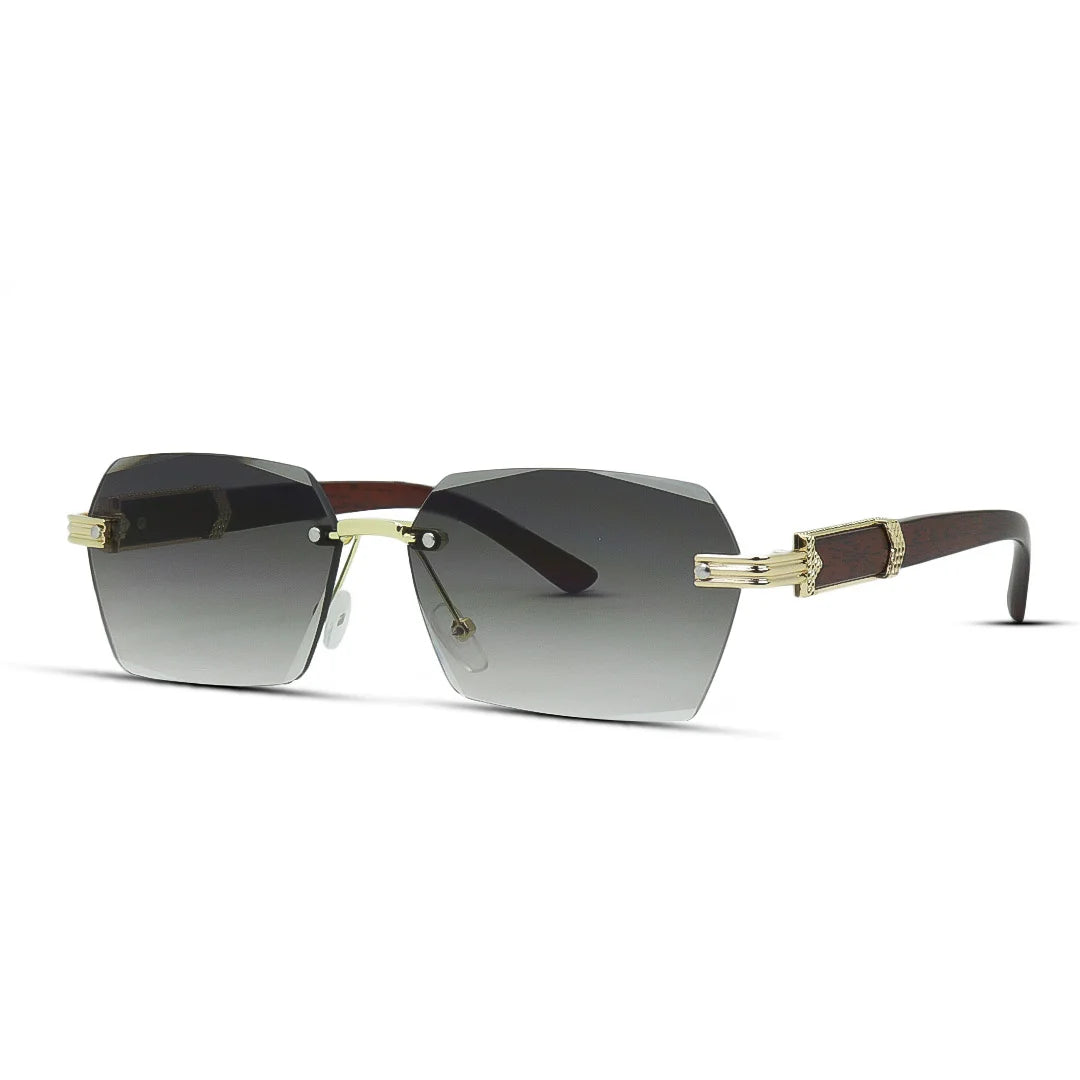 Vintage Rimless Rectangle Medium Men Women Sunglasses