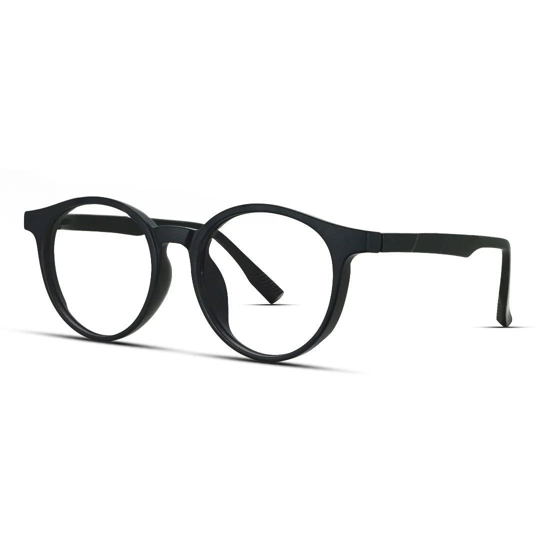 Round Matte Black Men Women Medium Vintage Comfortable Eyeglasses