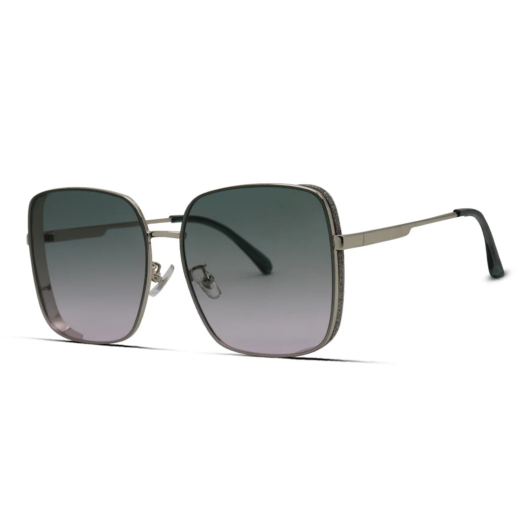 Women's Square Metal Sunglasses Trendy Oversized Frames