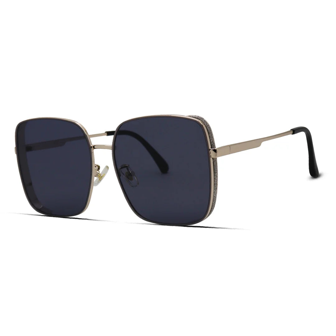 Women's Square Metal Sunglasses Trendy Oversized Frames