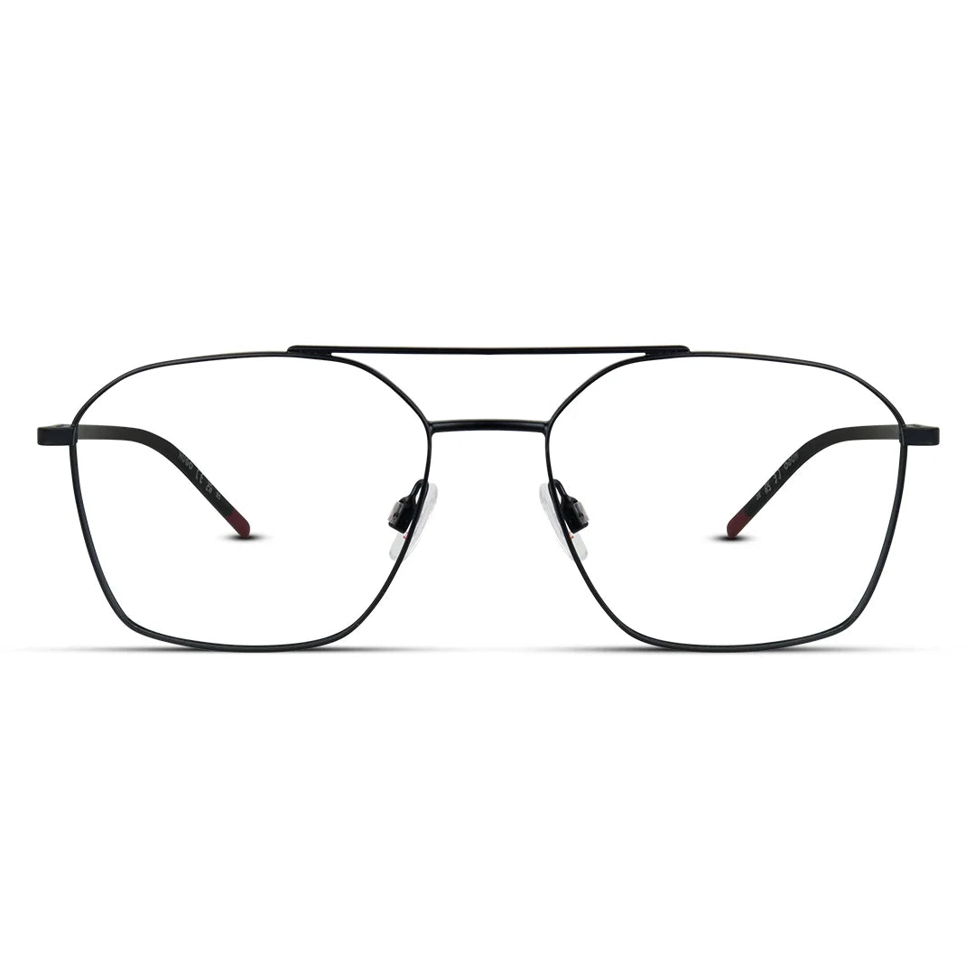 Hexagon Aviator Matte Black Medium Men's Eyeglasses